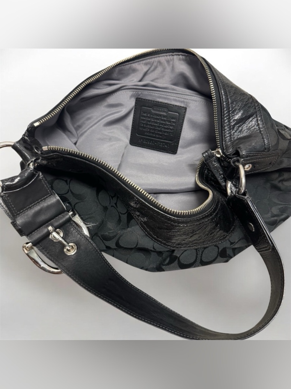 Coach Signature Black Boho Jacquard Canvas Handbag And Wallet - Picture 4 of 16